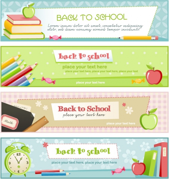back to school banners bright colorful education elements