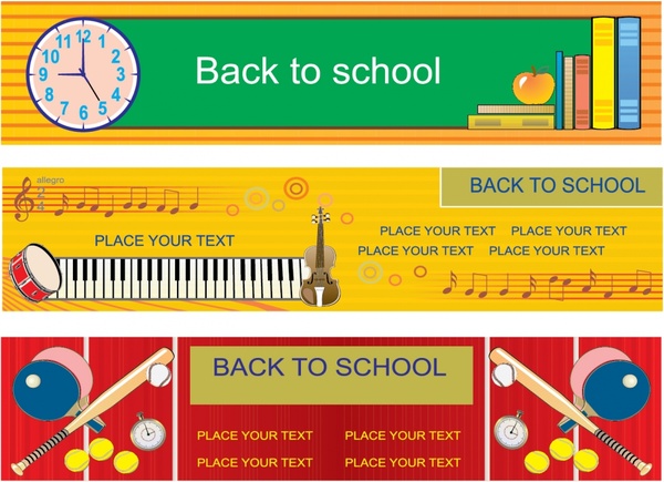 back to school banners colorful flat horizontal design