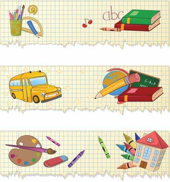 educational background templates colorful handdrawn objects sketch