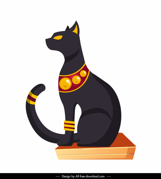 egypt emblem icon imperial black cat sketch