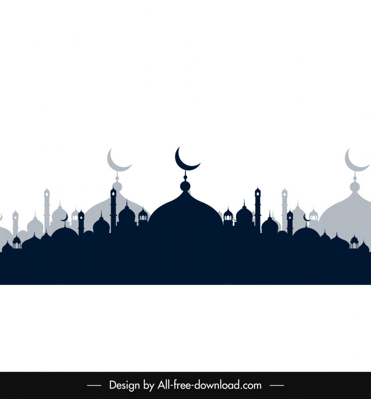 eid mubarak islamic mosque  architecture backdrop silhouette flat blurred design 