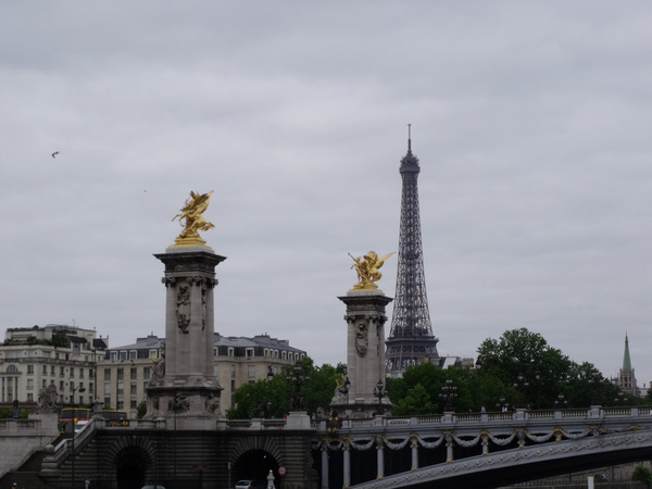 eiffel tower and pont alexandre iii