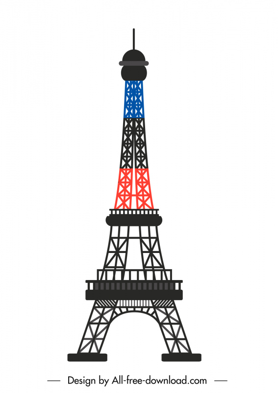 eiffel tower paris symbol icon flat colored symmetric outline 
