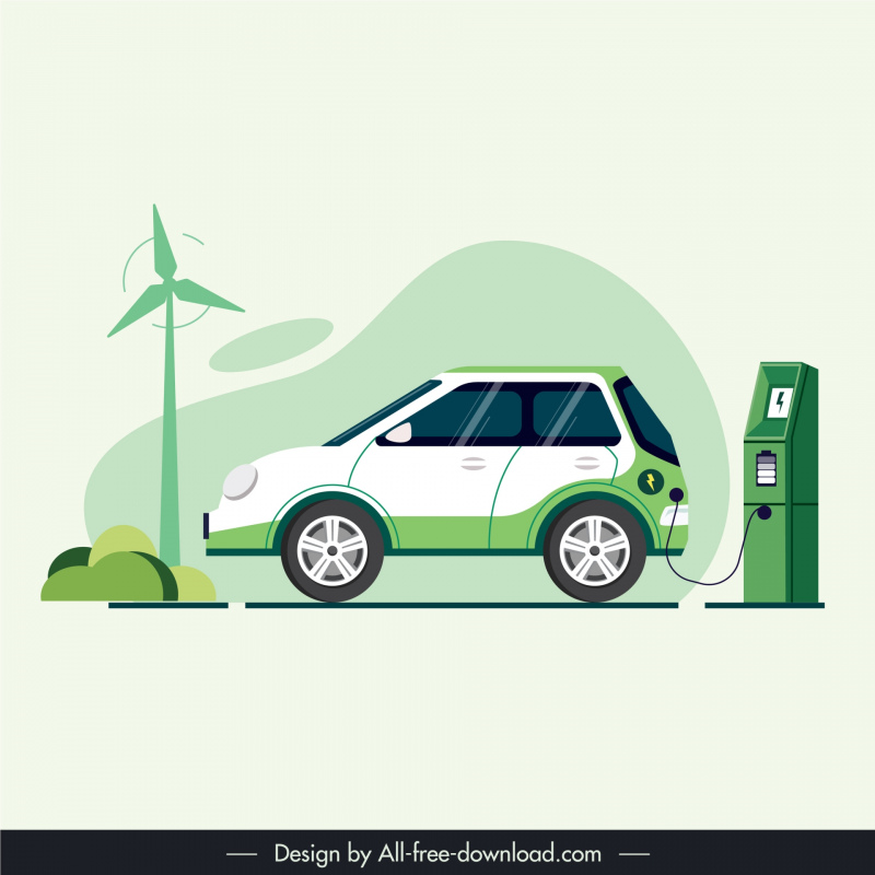 electric car advertising backdrop flat design 