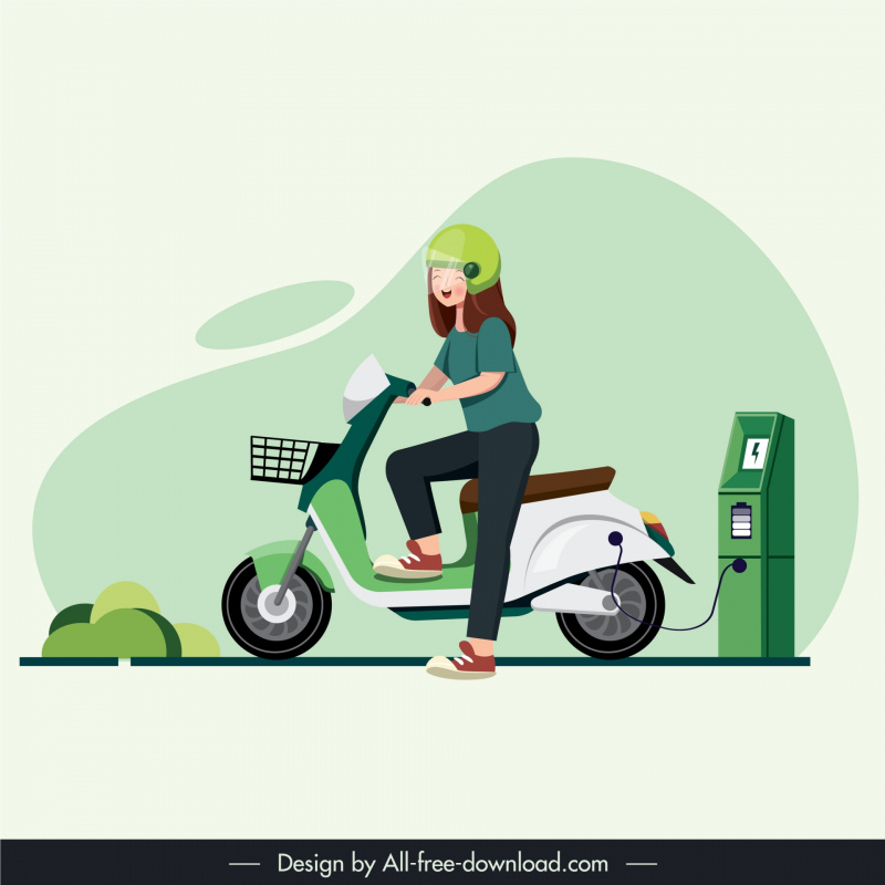 electric motorbike advertising backdrop dynamic cartoon 