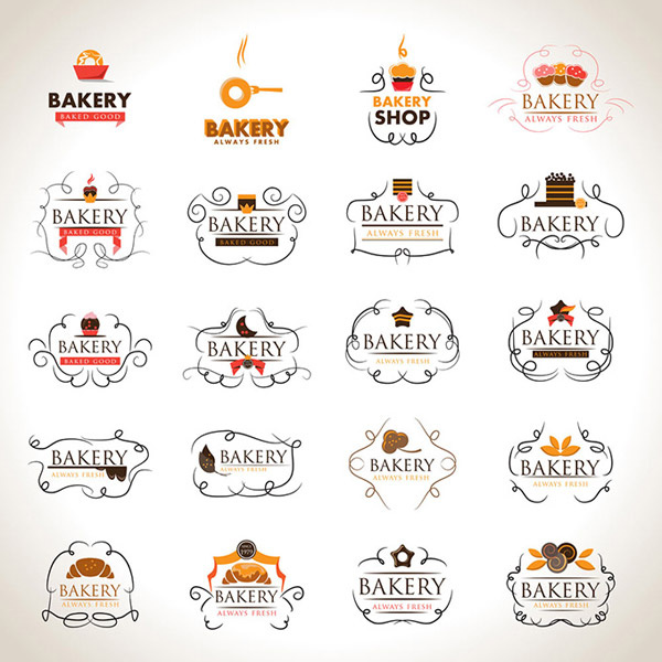 elegant bakery labels design elements vector