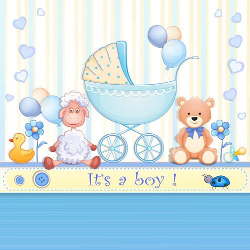 elegant boy baby cards cute design vector
