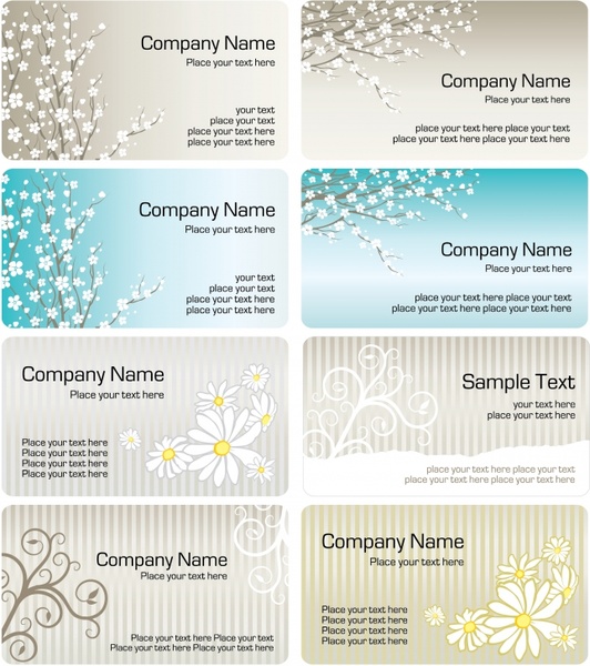 business card templates spring florals decor bright classic