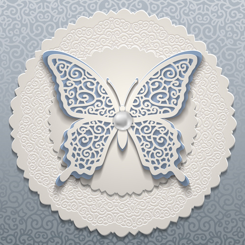 elegant butterflies vintage card vector