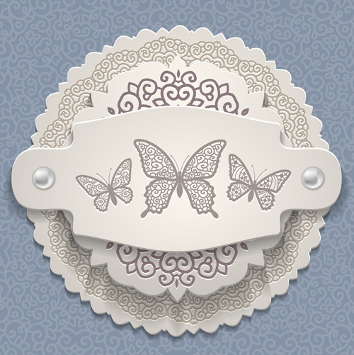 Download Elegant butterflies vintage card vector Free vector in ...