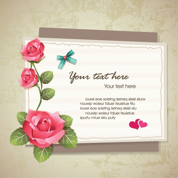 nature card template elegant roses decor