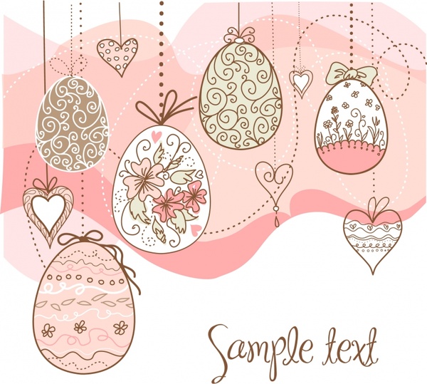 easter background classic decorated eggs flat handdrawn 