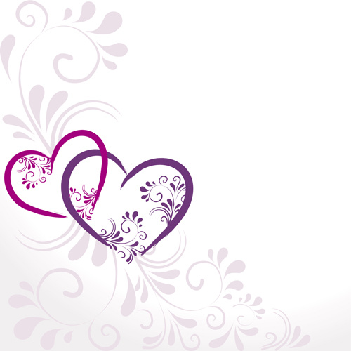 elegant heart with floral background vector 