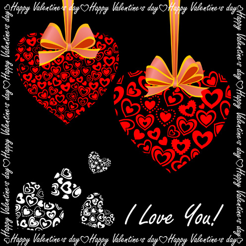 elegant hearts valentine ornaments art vector