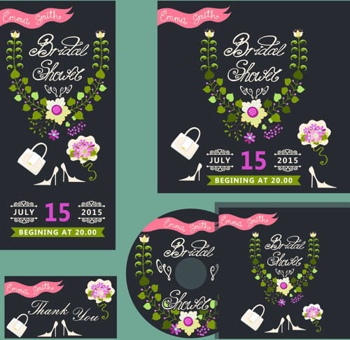 elegant invitation card with cd cover vector