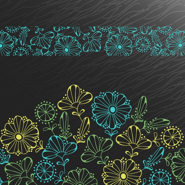 flowers pattern colored classical flat sketch