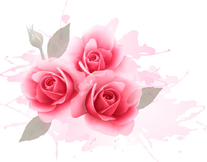 elegant roses with watercolor background vector