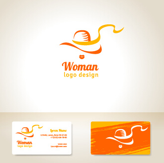 elegant woman logo with cards vector graphics