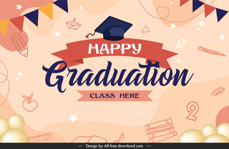 elementary graduation party backdrop template classic education elements 