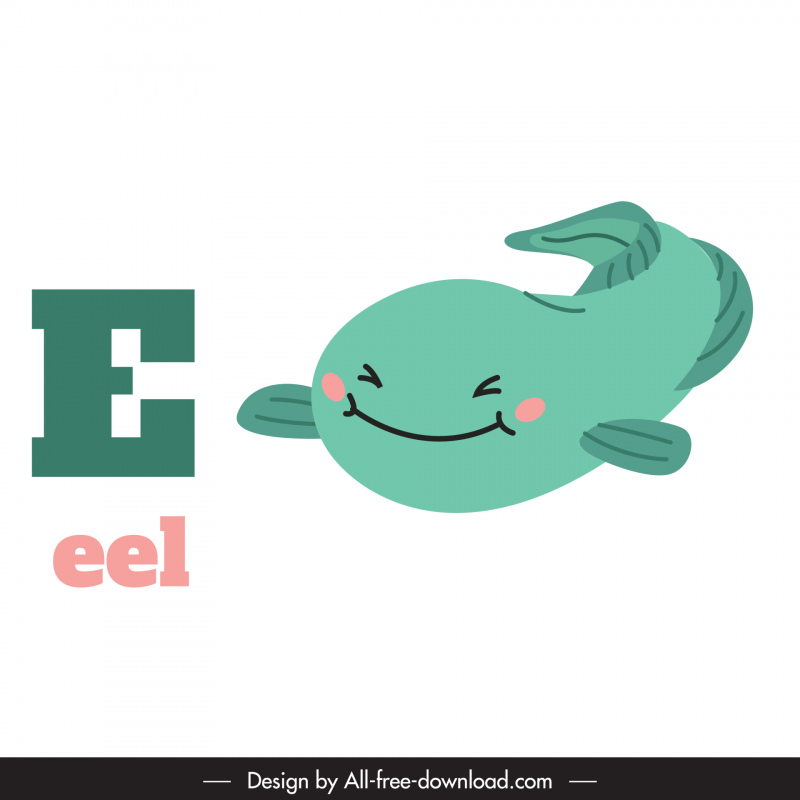 elementary school education design elements e text cute handdrawn eel sketch