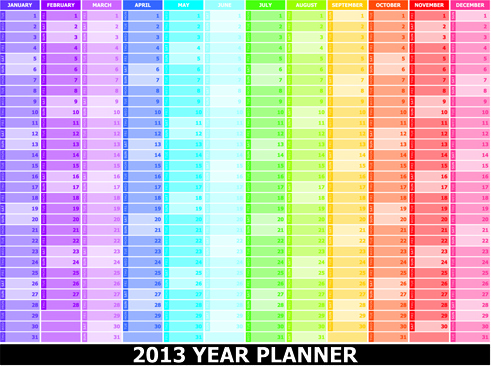 elements of13 year planner calendars design vector