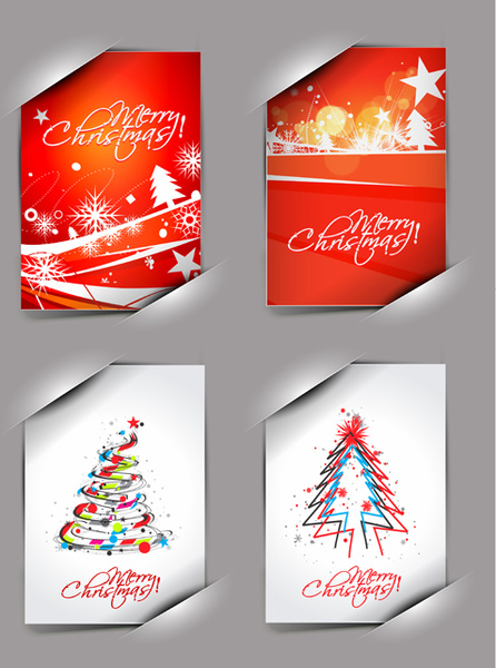 elements of abstract christmas cards design vector 