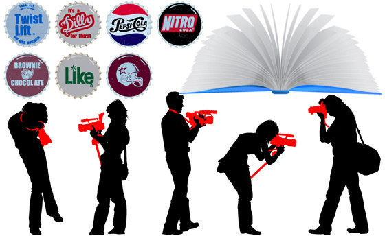 elements of books and characters vector 