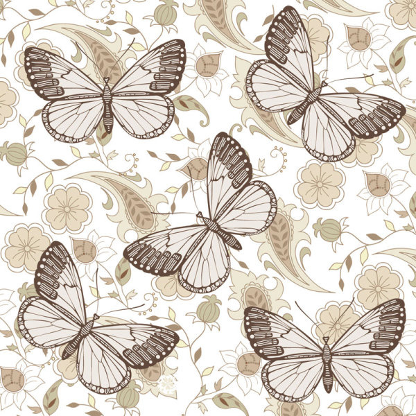 elements of butterfly8 flower vector