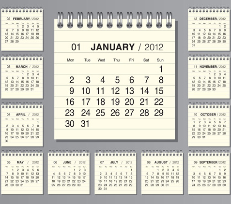 elements of calendar grid13 design vector set