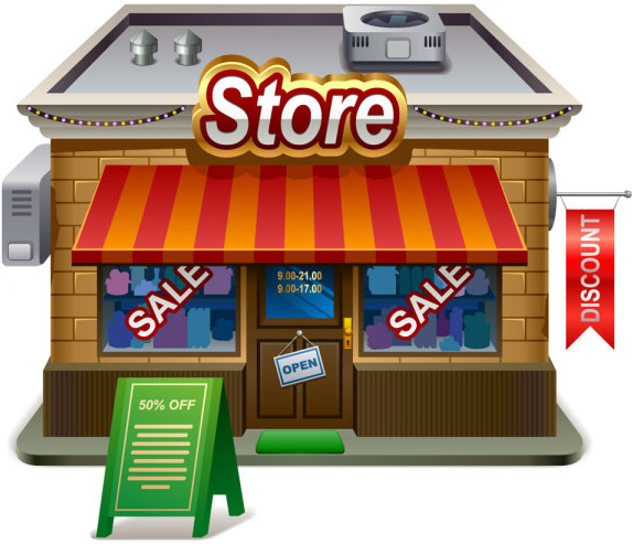 elements of cartoon store vector 