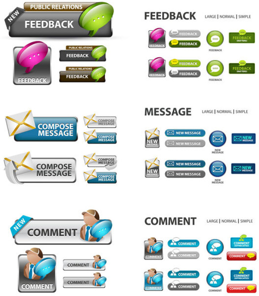 elements of creative web button design vector