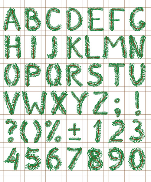 elements of creative xmas alphabet vector set 