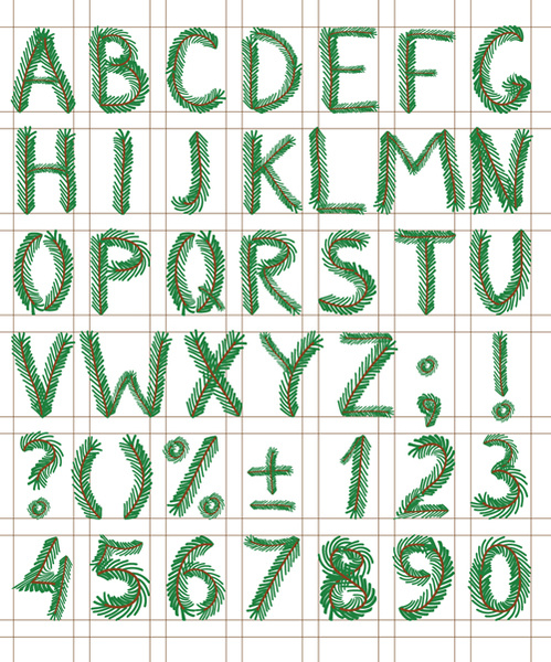 elements of creative xmas alphabet vector set