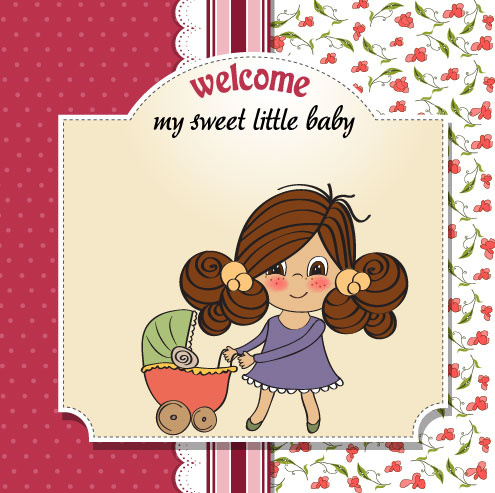 elements of cute little baby card vector