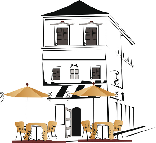 elements of different cafe deisgn vector