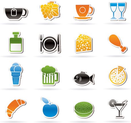 elements of food icons set