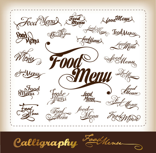 elements of food menu cover design vector