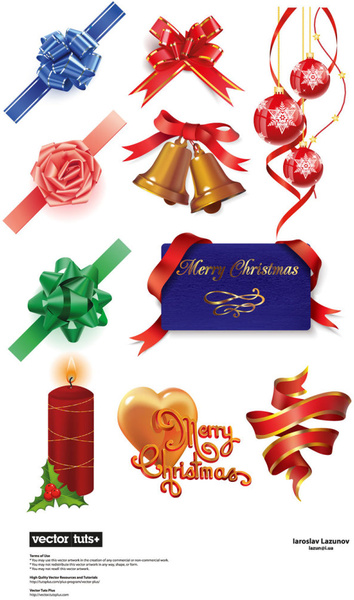 elements of gift decoration vector 