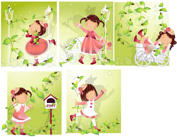 elements of girl vine style vector