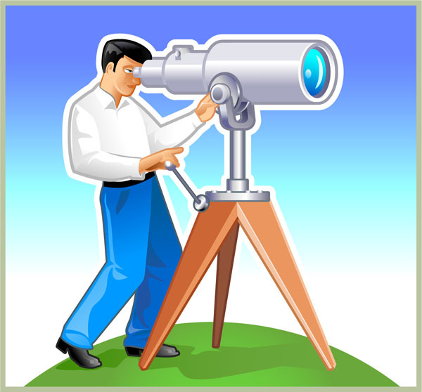 elements of man with the telescope vector