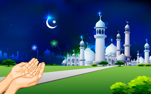 elements of mosque backgrounds vector graphic
