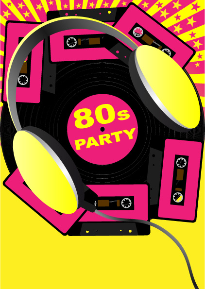 elements of musics party flyer design vector 