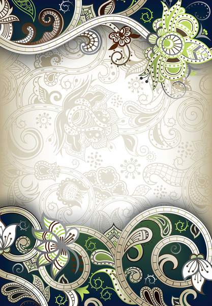 elements of ornate floral frame vector