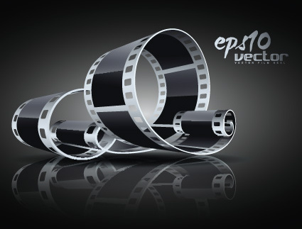 elements of realistic 3d film reel design vector set