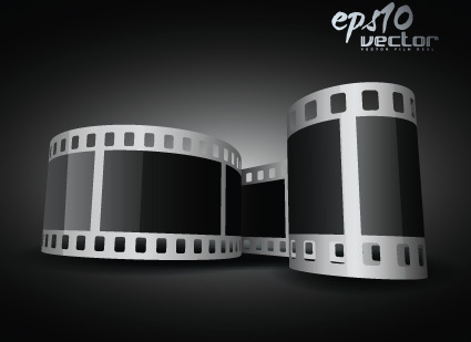 elements of realistic 3d film reel design vector set