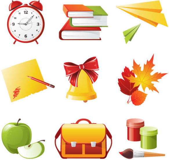 elements of school design icon vector 