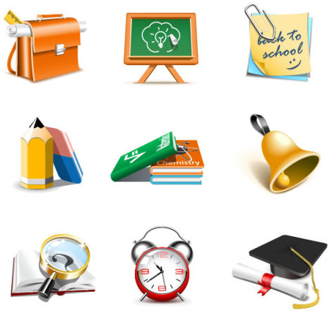 elements of school design icon vector 