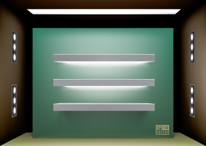 elements of store window with illuminated design vector