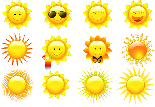 elements of summer sun vector art