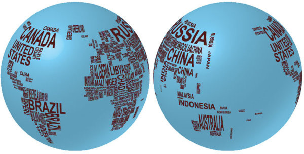 elements of text with globe vector graphics 